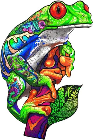 Wooden Puzzles for Adults, Tree Frog Wooden Jigsaw Puzzles for Adults Kids, Unique Animal Shape Wood Cut Puzzles for Friend Puzzle Lovers,180 Pieces (M- 12.5" x 9.1")
