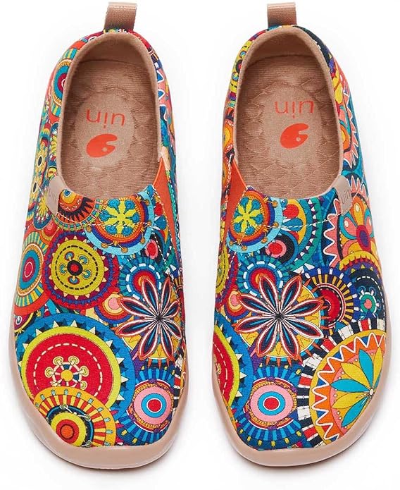 UIN Women's Blossom Slip On Shoes Colorful Comfortable Lightweight Art Travel Sneakers Casual Floral Stylish Everyday Loafers